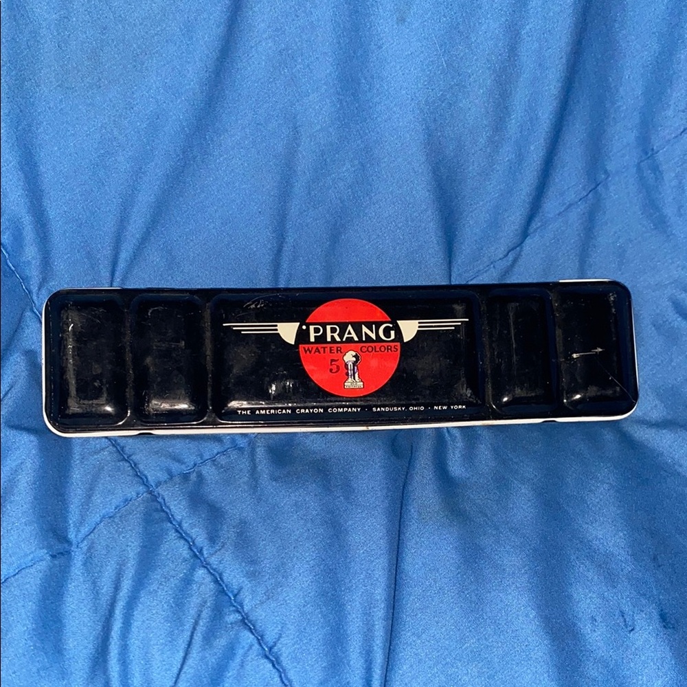 Prang Water Colors Set No. 8 59 Vintage Tin w brush Sandusky OH Am Crayon Co